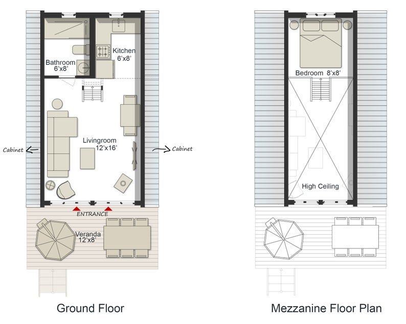 One Bedroom a Frame Plans