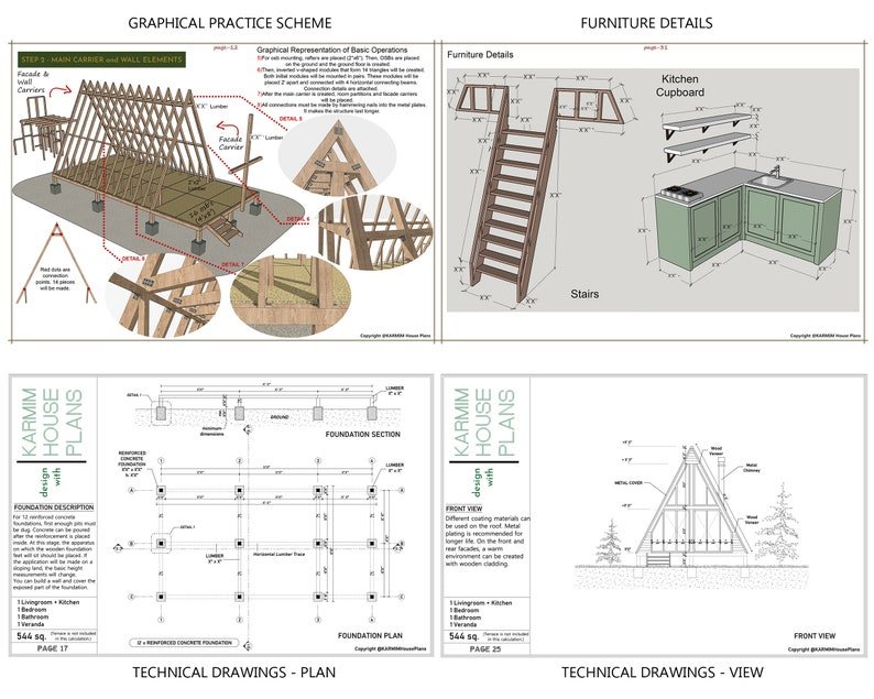 One Bedroom a Frame Plans